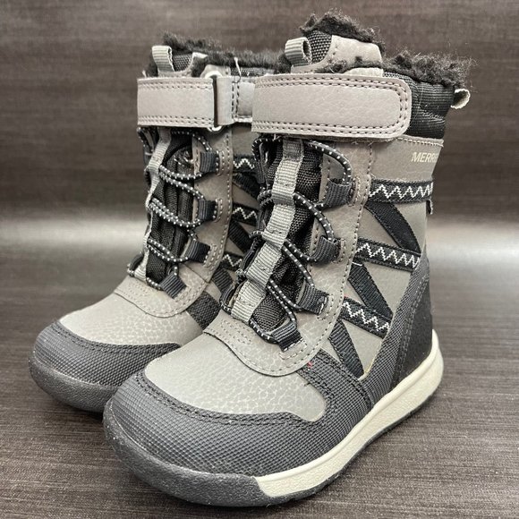 Merrell Snow Crush 2.0 Waterproof Boots Youth Toddler Kids Size 6 Black Shoes - Picture 5 of 10